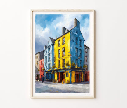 Galway Travel Poster – Colorful Street Cityscape European Wall Art Print
