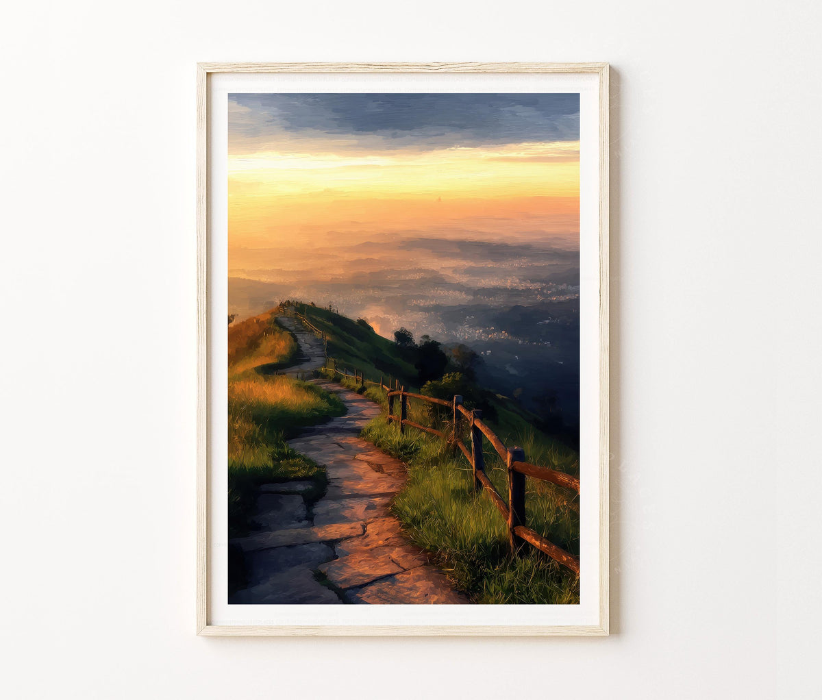 Bengaluru Travel Poster – Sunrise Hill Path Landscape Wall Art Print