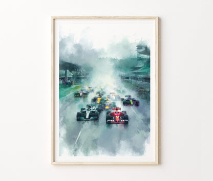 Formula Racing Travel Poster – High Speed Motorsport Track Wall Art Print