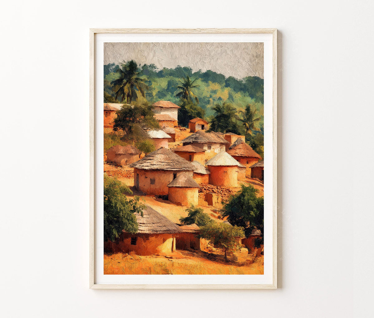 Lomé Togo Travel Poster – African Village Landscape Wall Art Print