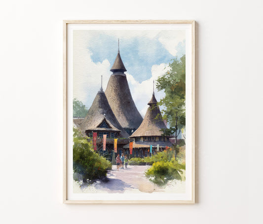 Efteling Travel Poster – Fairytale Architecture European Theme Wall Art Print