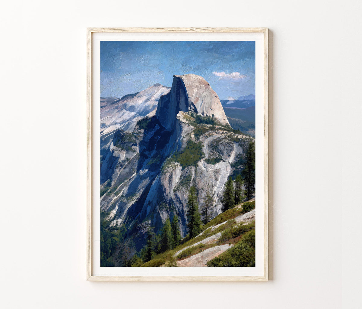 Half Dome Travel Poster – Yosemite Mountain Landscape Wall Art Print