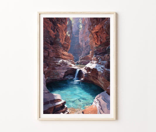 Karijini National Park Australia Canyon Travel Poster – Nature Landscape Wall Art Print