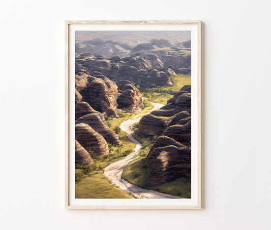 Purnululu National Park Travel Poster – Bungle Bungles Landscape Wall Art Print