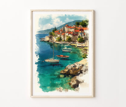 Bol Travel Poster – Adriatic Coastal Village Wall Art Print
