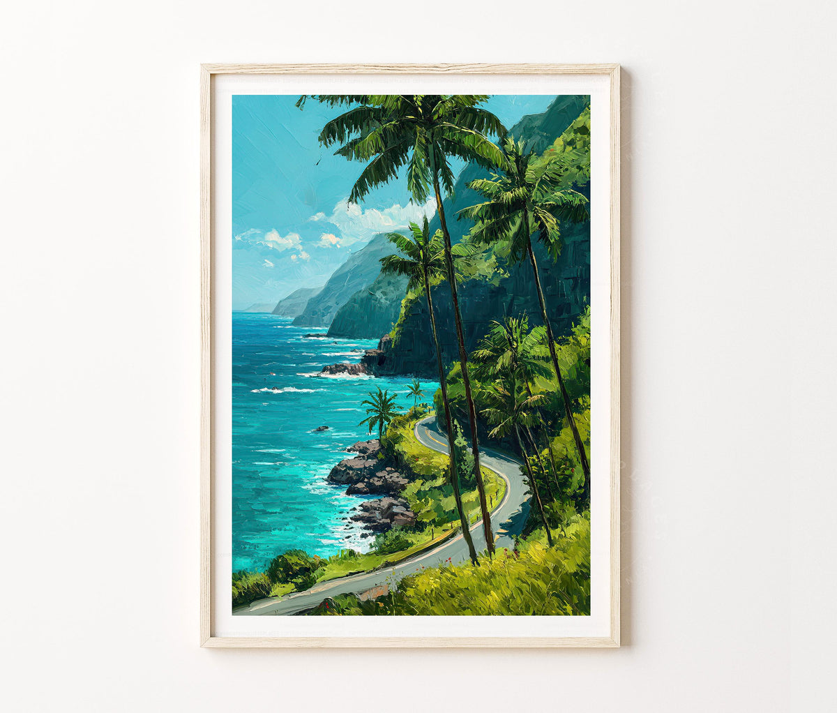 Hana Highway Maui Travel Poster – Coastal Road Wall Art Print