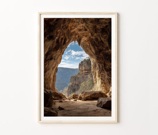 Jenolan Caves Travel Poster – Dramatic Cave Arch Nature Wall Art Print
