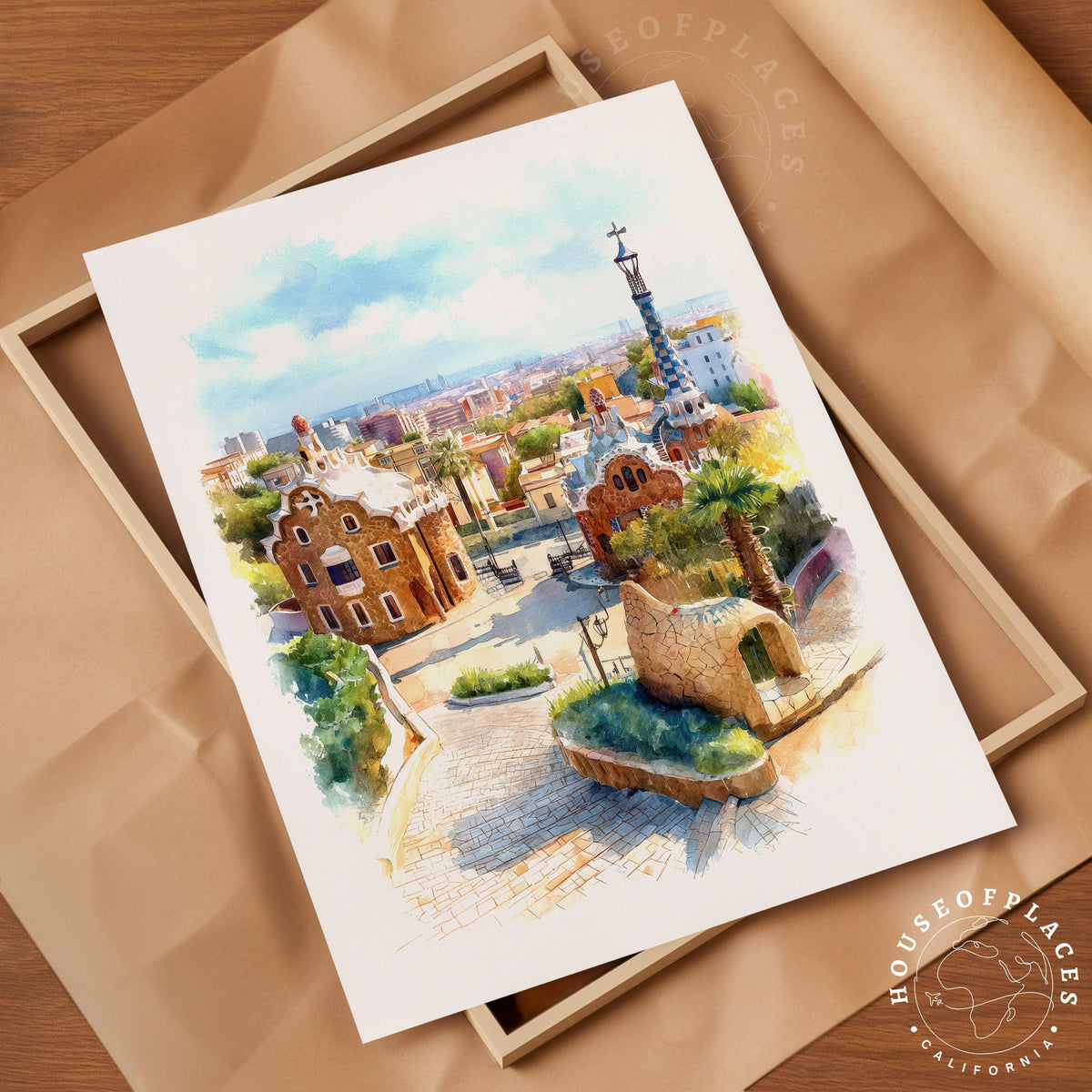 Park Güell Barcelona travel poster – view 4