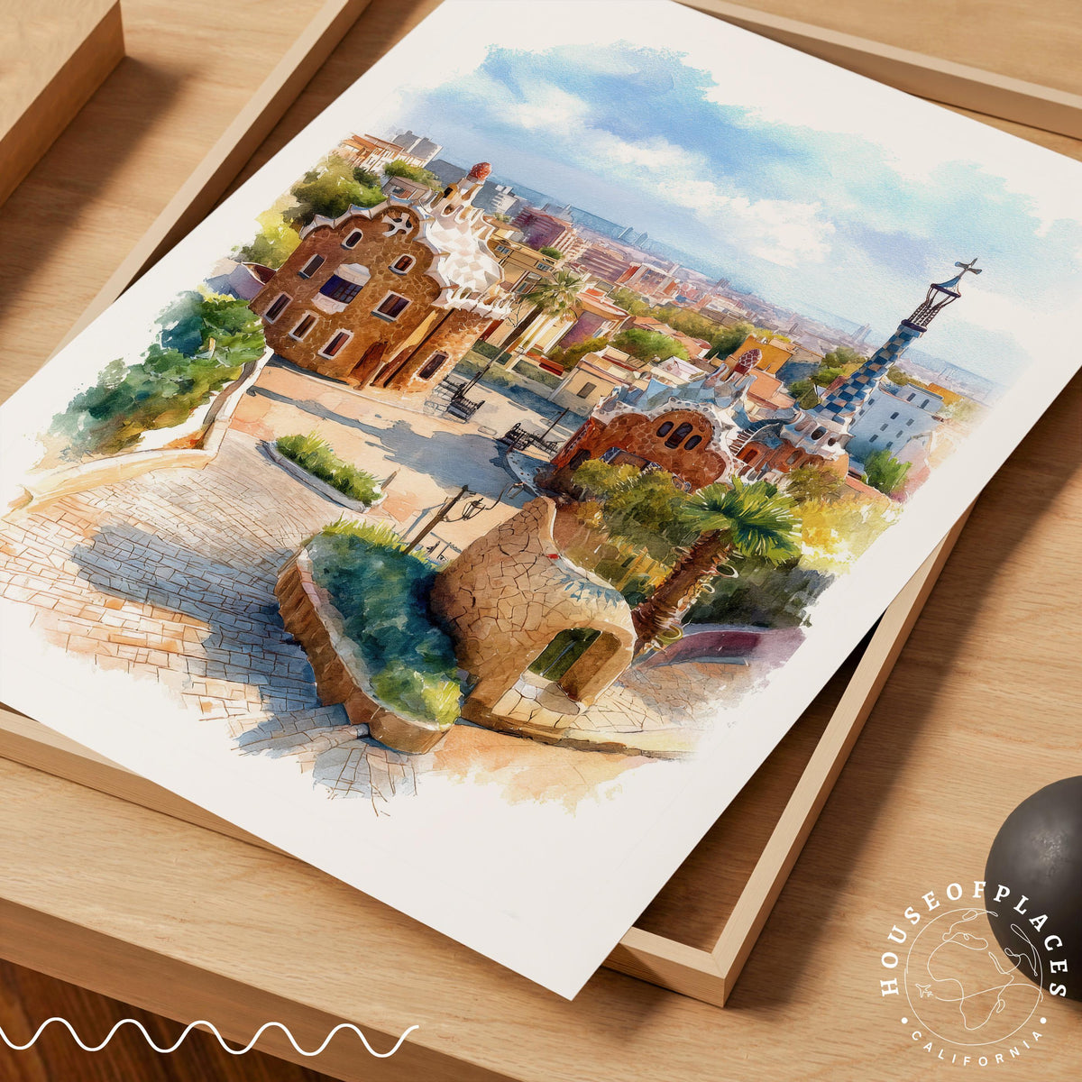 Park Güell Barcelona travel poster – view 7
