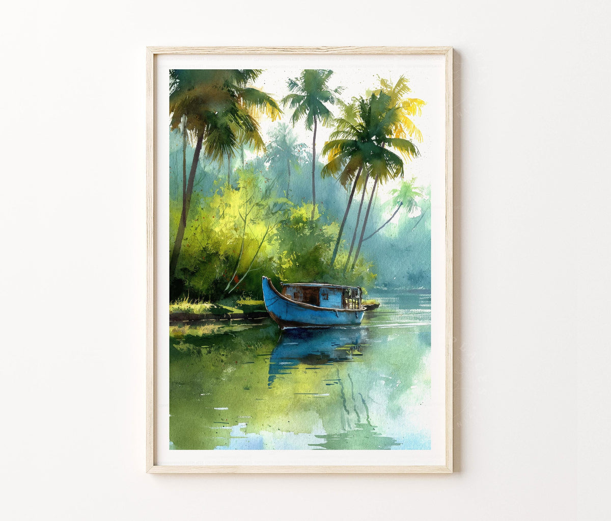 Kottayam Travel Poster – Tropical Backwaters Nature Landscape Wall Art Print