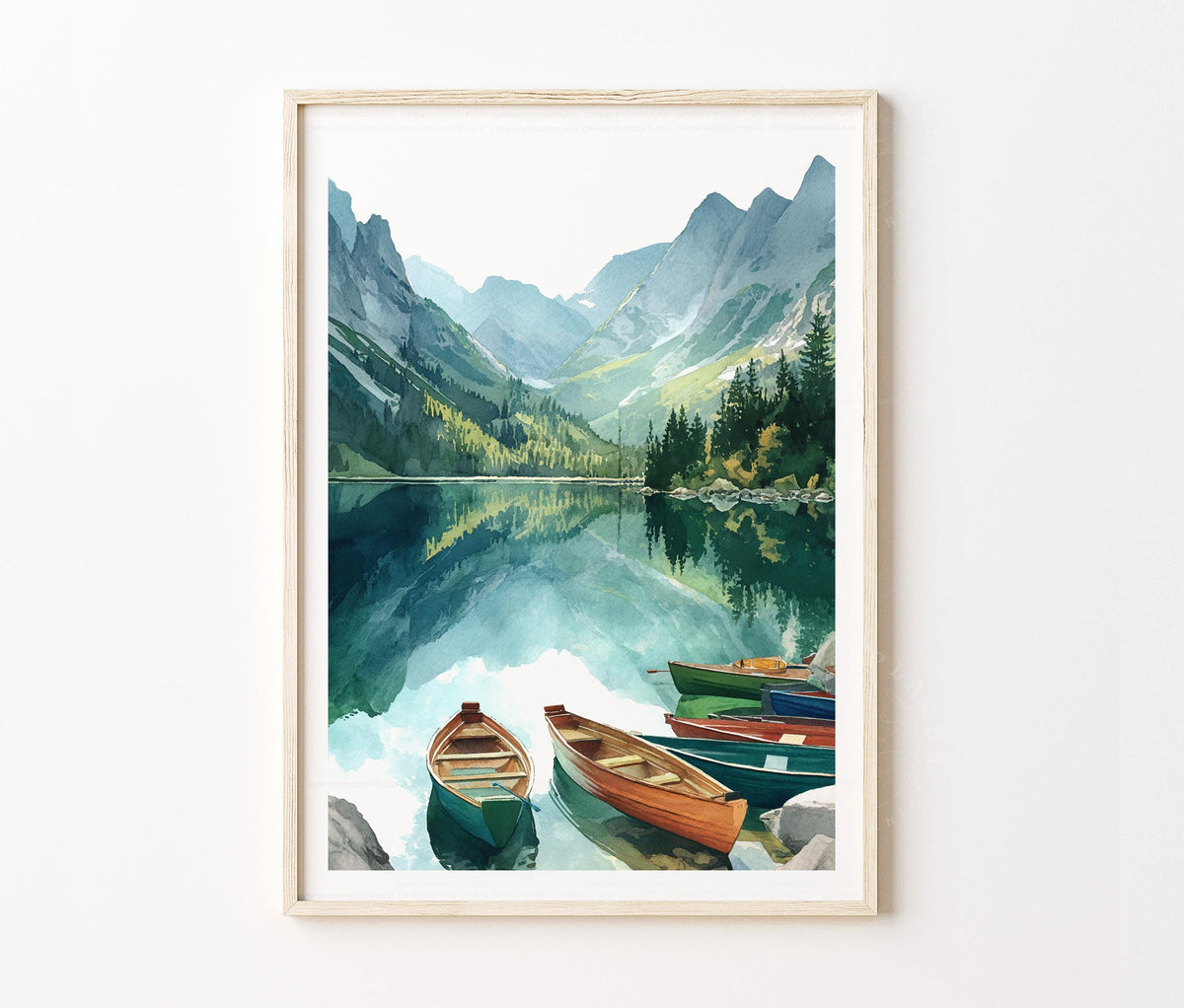 Tatra Mountains Europe Travel Poster – Alpine Lake Mountain Landscape Wall Art Print