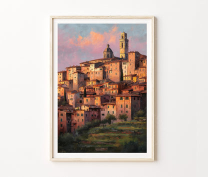 Siena Travel Poster – Historic Hill Town Tuscan Wall Art Print