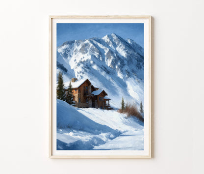 Snowbasin Travel Poster – Alpine Ski Lodge Winter Wall Art Print