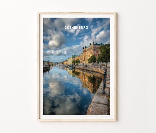 Gothenburg Travel Poster – Scandinavian Canal City Wall Art Print