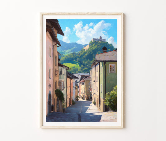 Kufstein Travel Poster – Tyrolean Old Town Alpine Wall Art Print