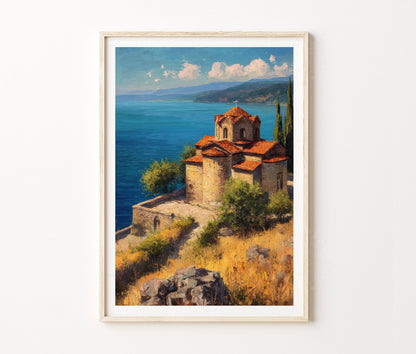Ohrid Travel Poster – Lake Church Coastal Wall Art Print