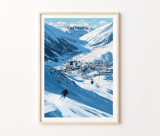 Winter Travel Poster – Obergurgl Wall Art Print