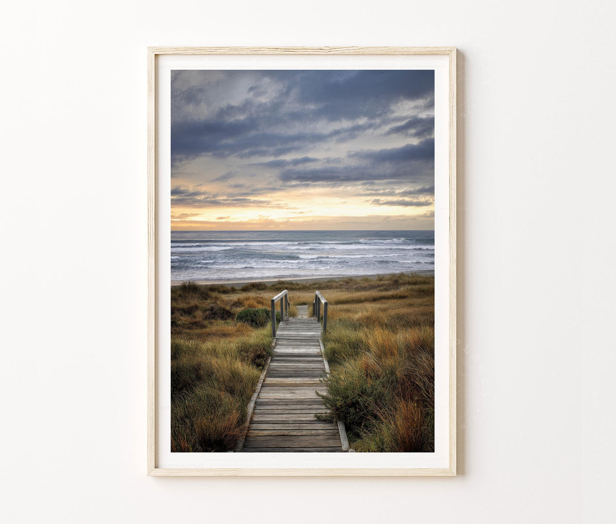 Foxton Beach Travel Poster – Coastal Landscape Ocean Wall Art Print