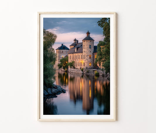 Örebro Travel Poster – Castle Reflection Wall Art Print