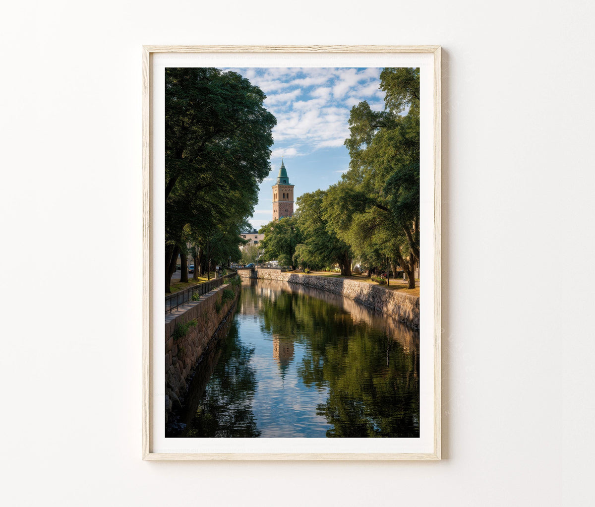 Turku Travel Poster – River Reflection Historic City Wall Art Print