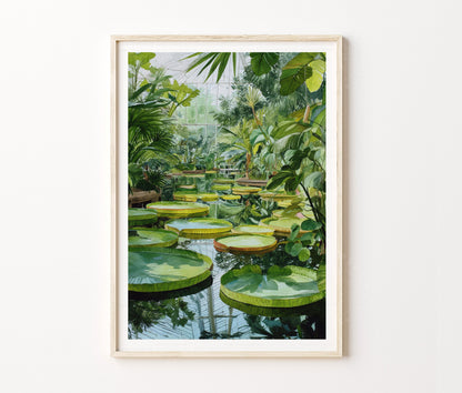 Royal Botanic Gardens Kew London Travel Poster – Tropical Garden Wall Art Print