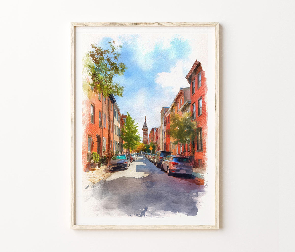 Philadelphia Travel Poster – Historic Street City Wall Art Print