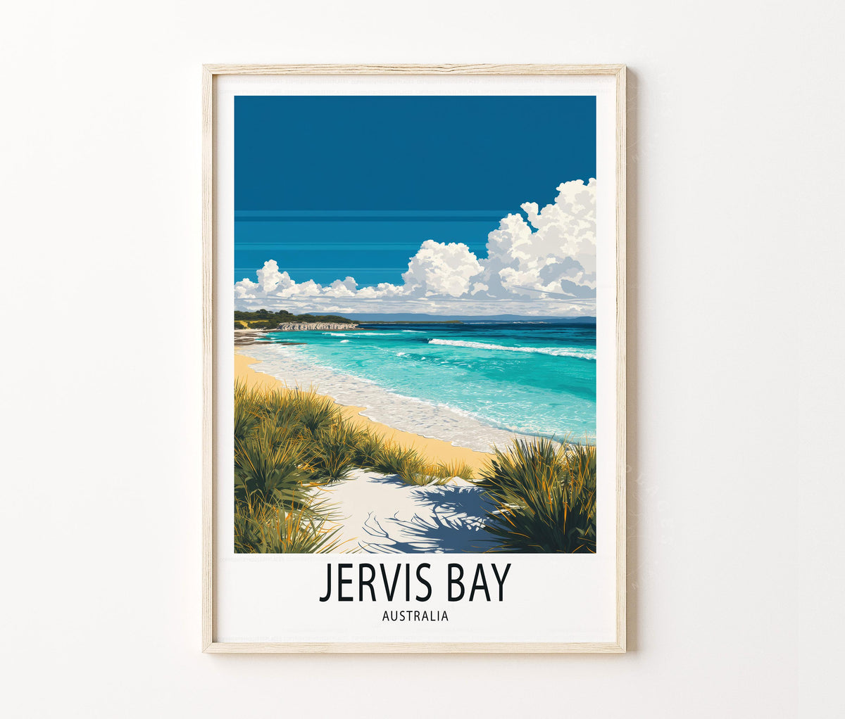 Jervis Bay Travel Poster – Beach Landscape Coastal Wall Art Print