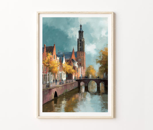 Delft Travel Poster – Netherlands Wall Art Print