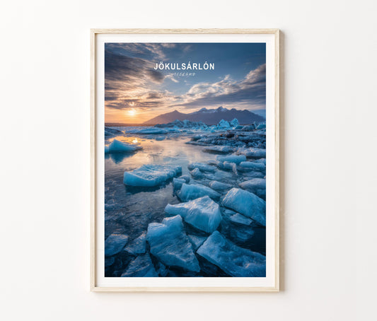 Jökulsárlón Ice Lagoon Travel Poster – Arctic Wall Art Print
