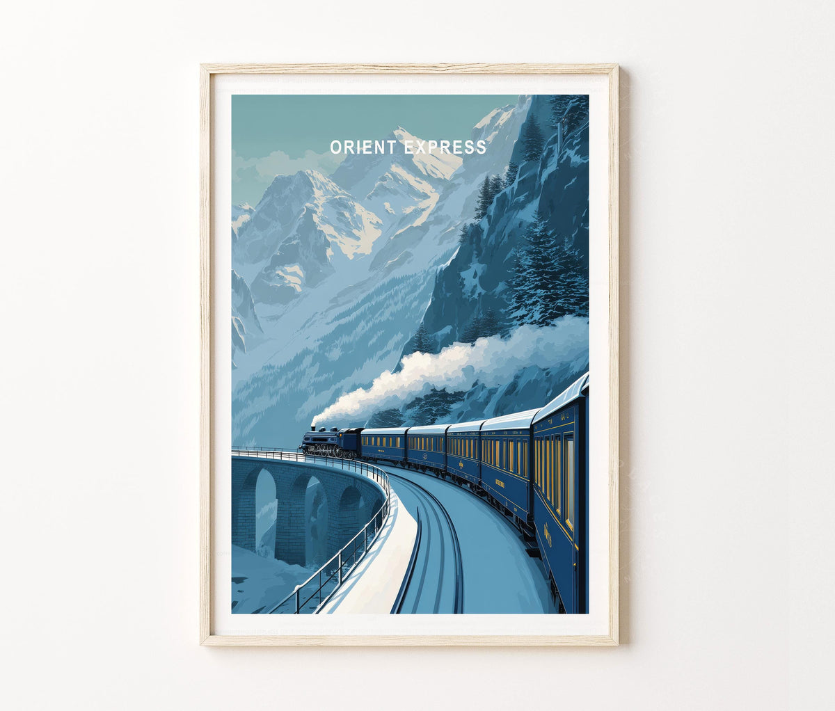 Orient Express Europe Travel Poster – Classic Luxury Train Mountain Wall Art Print