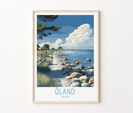 Öland Coastline Travel Poster – Baltic Shore View Wall Art Print
