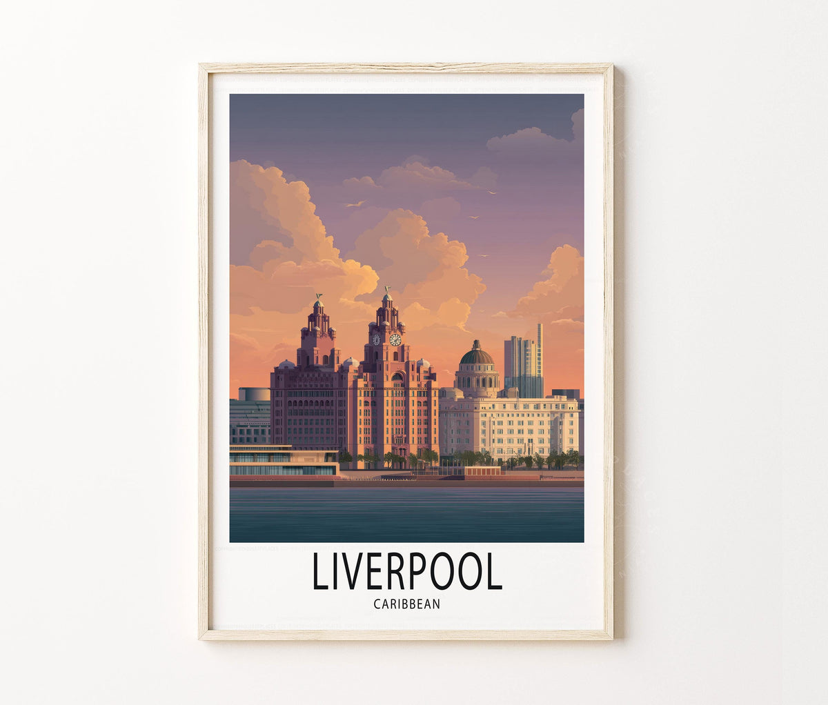 Liverpool Travel Poster – City Skyline Architecture Wall Art Print