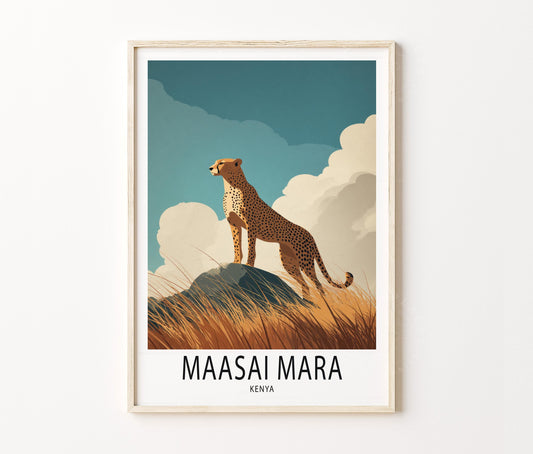 Maasai Mara Travel Poster – Safari Wildlife Wall Art Print