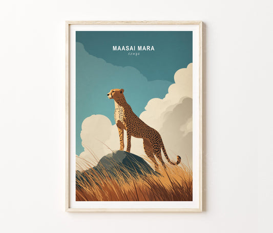 Maasai Mara Travel Poster – Safari Wildlife Wall Art Print