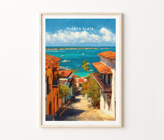 Puerto Plata Travel Poster – Coastal Street Wall Art Print