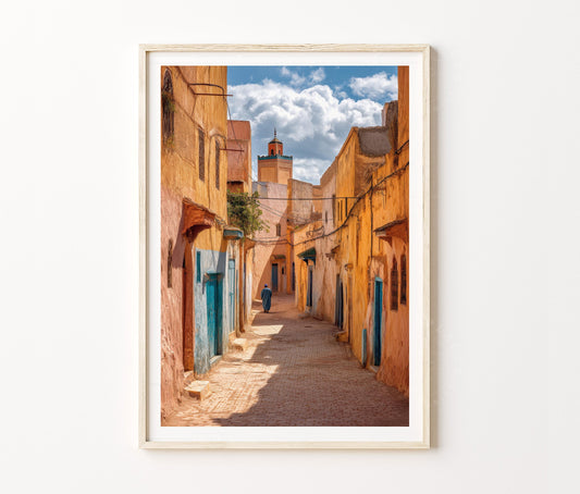 Meknes Travel Poster – Historic Medina Street Wall Art Print