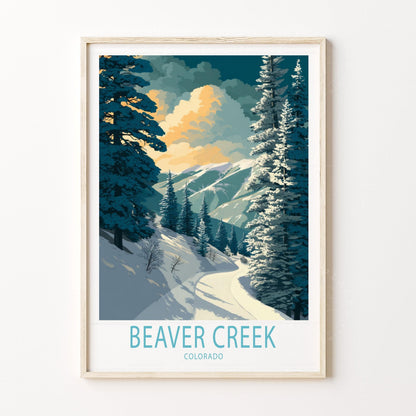 Beaver Creek Travel Poster – Rocky Mountains Winter Scene Wall Art Print