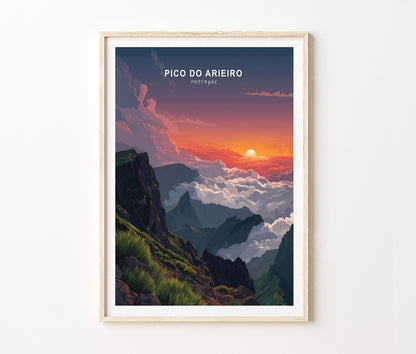 Pico Do Arieiro Travel Poster – Scenic Mountain Clouds Wall Art Print
