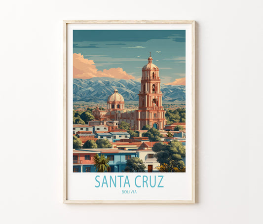 Santa Cruz Travel Poster – City Landscape Wall Art Print