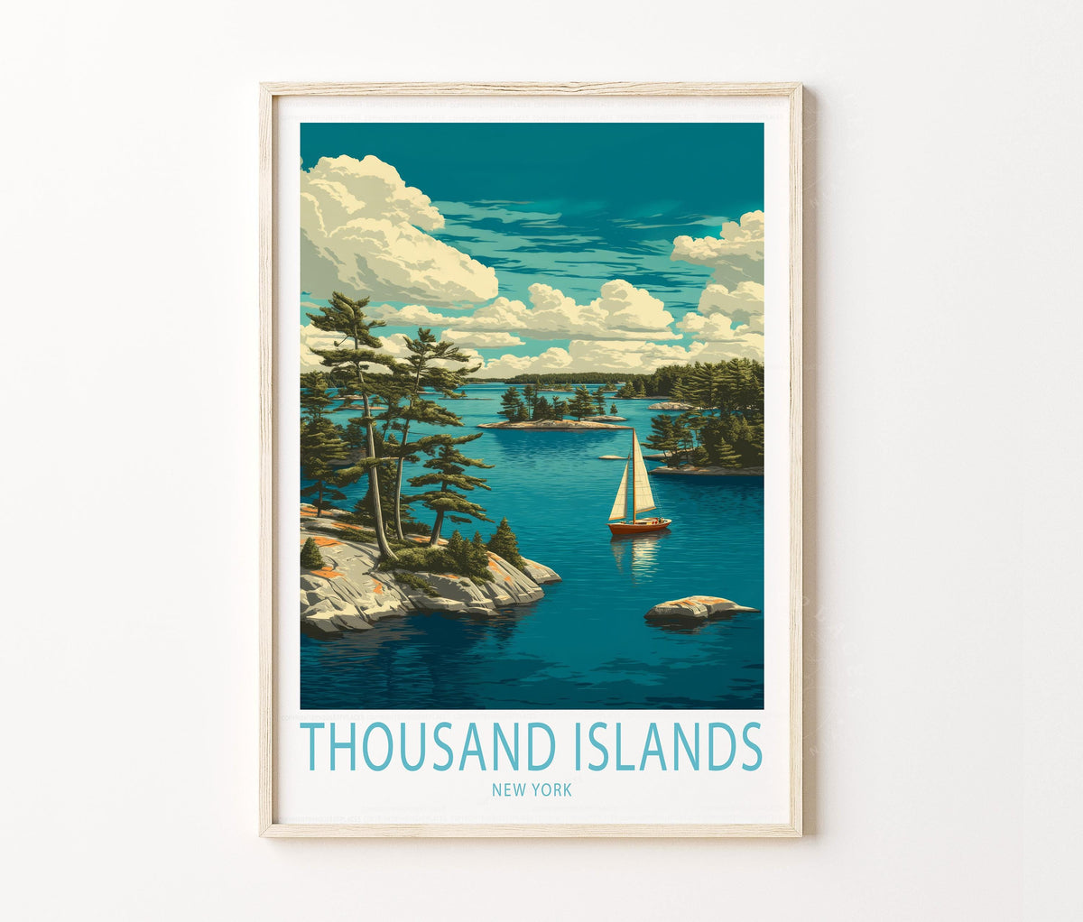 Thousand Islands Travel Poster – Scenic USA Wall Art Print