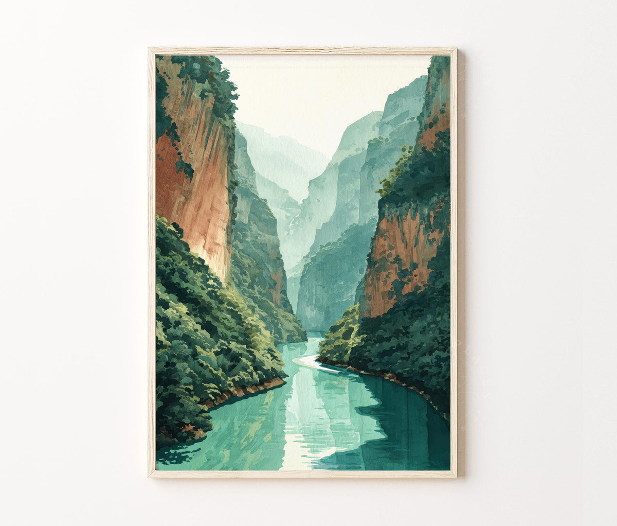 Chiapas Highlands Travel Poster – Canyon River Wall Art Print