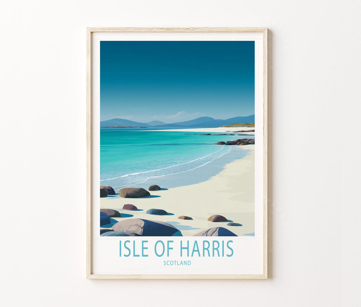 Isle of Harris Travel Poster – Turquoise Beach Wall Art Print