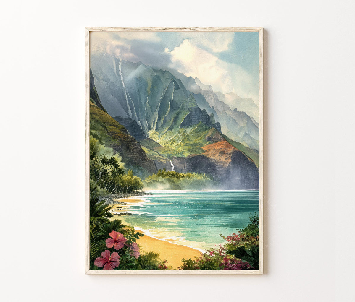Kauai Travel Poster – Tropical Beach Wall Art Print