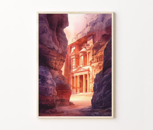 Petra Travel Poster – Treasury Desert Wall Art Print