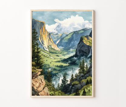 Yosemite Valley Travel Poster – National Park Wall Art Print