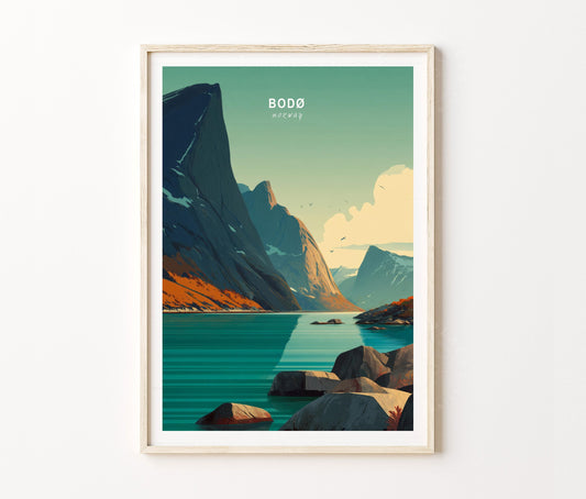 Bodø Travel Poster – Scandinavian Nature Wall Art Print