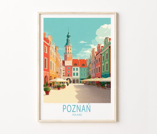 Colorful Travel Poster – Poznan Wall Art Print