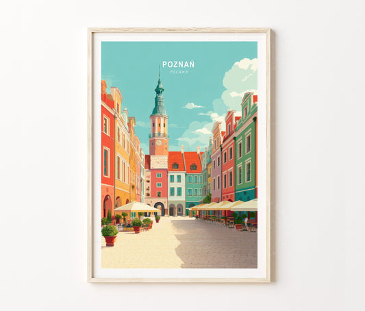 Poznan Travel Poster – Old Town Cityscape Wall Art Print