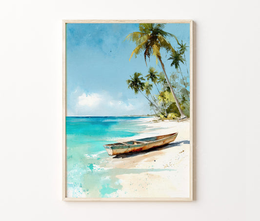 Dominican Republic Caribbean Travel Poster – Tropical Beach Wall Art Print