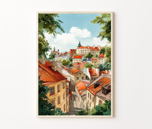 Lublin Travel Poster – Old Town Cityscape Wall Art Print